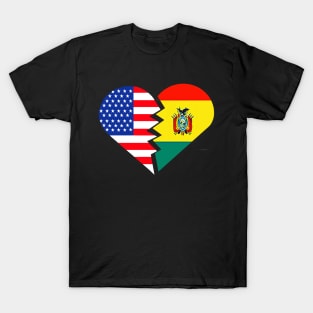 Bolivia T-Shirt Spanish Teacher USA Flag Heart T-Shirt